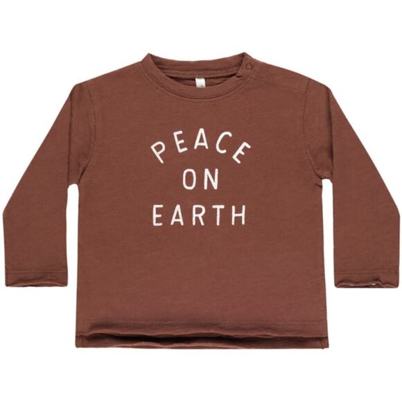 Rylee & Cru Baby Brown Peace On Earth Raw Edge Long Sleeve Tee Size 6-12 M - Picture 2 of 5
